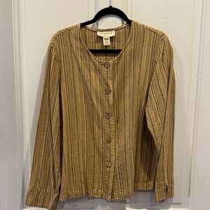 Easy Spirit Women's Tan Striped Button-Down Shirt